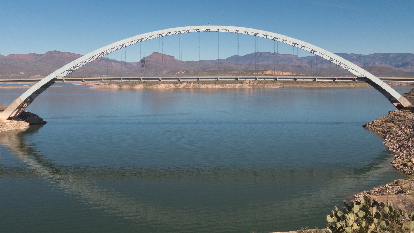 The Roosevelt Lake Bridge and Theodore Roosevelt Dam at the end of the Apache Trail