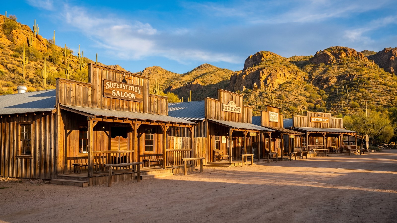 The historic Old West buildings of Tortilla Flat, the last stagecoach stop on the Apache Trail