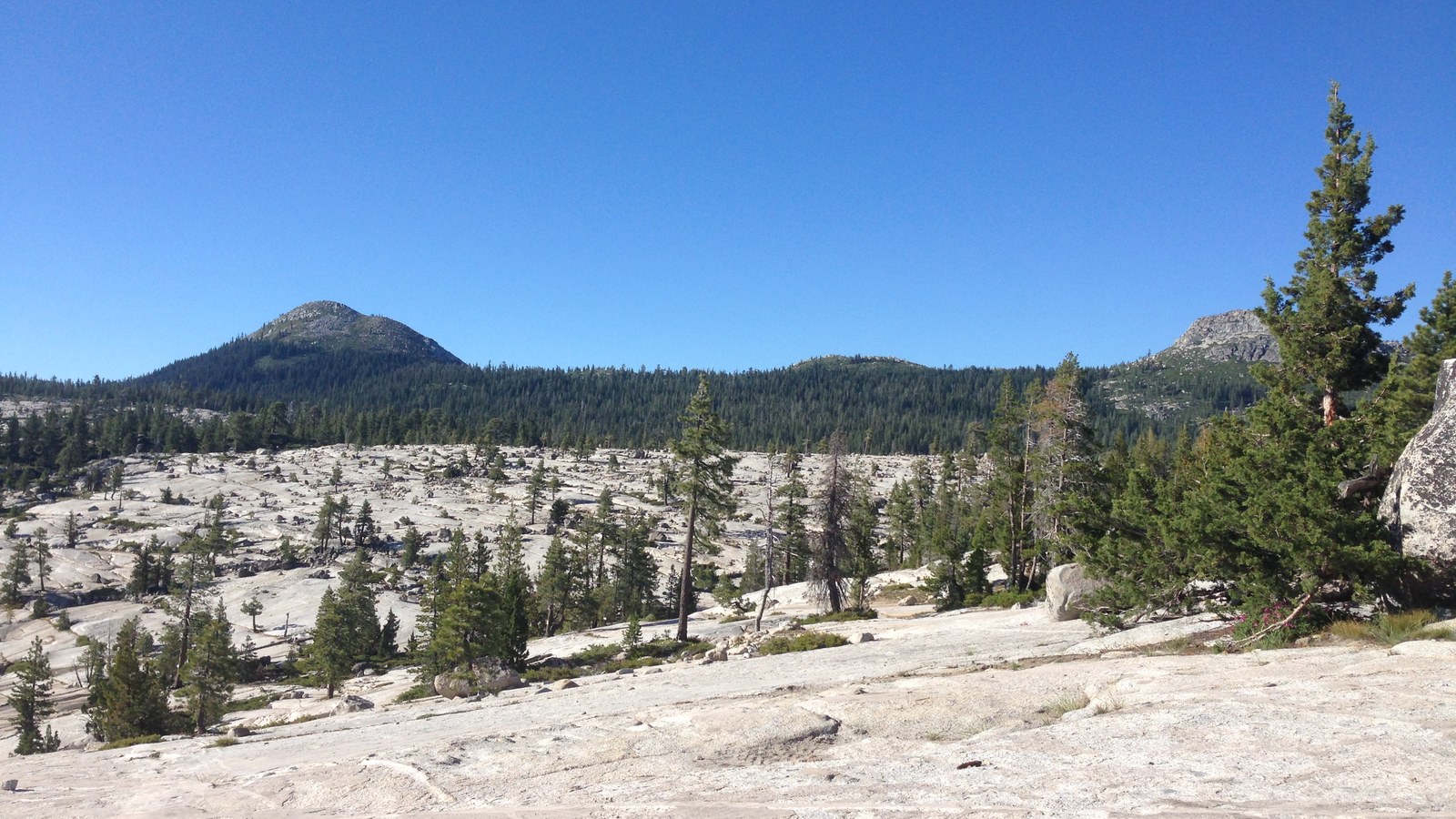 The open granite expanse of the Granite Bowl near the Loon Lake entrance to the Rubicon Trail